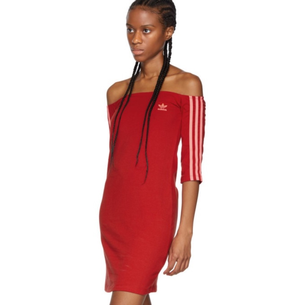 adidas Red Off-Shoulder Dress